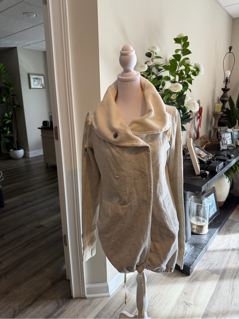 lululemon athletica Cream Asymmetrical Collar Sweater Jacket